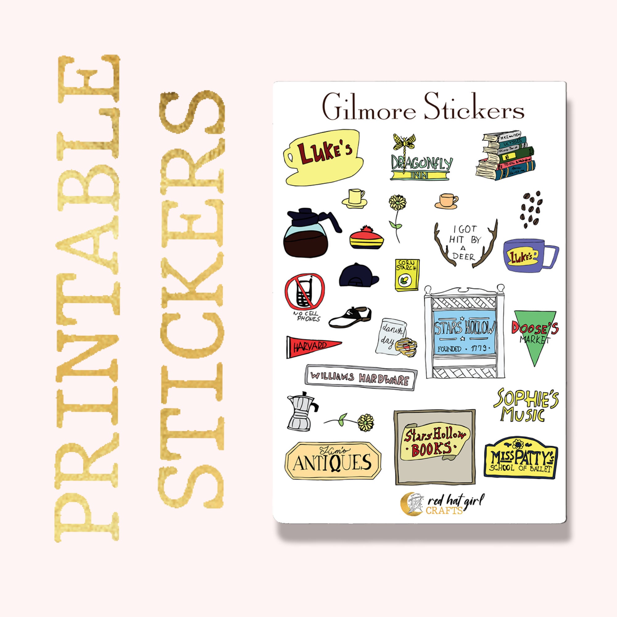 downloadable gilmore stickers sheet printable scrapbook etsy