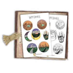 Happy Camper Sticker Sheet | Bullet Journal Sticker, Scrapbook Stickers, Planner Sticker, Stickers for planner, Stickers for journal