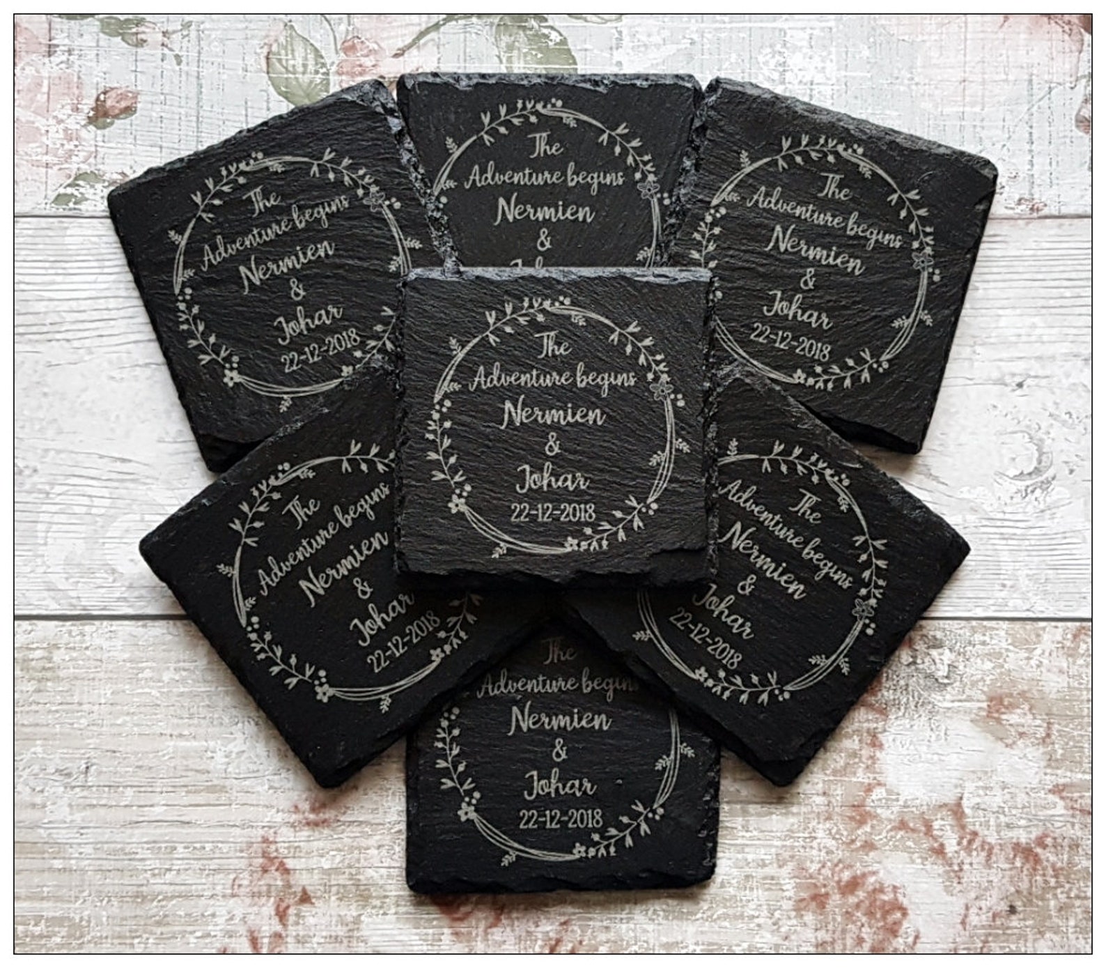 Personalised Coasters Slate Coaster Wedding gift Wedding Etsy