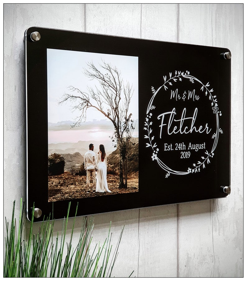 Personalised Photo Frame Wedding Photo Frame Wall Mounted Etsy