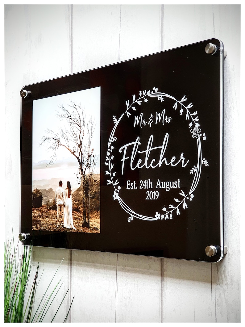 Personalised Photo Frame Wedding Photo Frame Wall Mounted Etsy