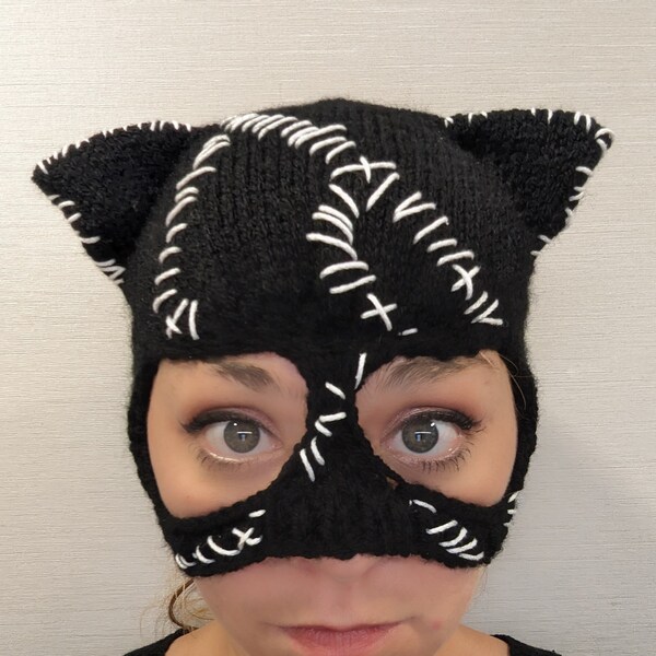 Cat Woman Hand Knit Cat Ear Mask