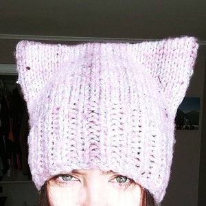 Pink and Heather Grey Tweed Cat Ear Hat