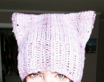 Roze en heide grijze tweed kat oor hoed