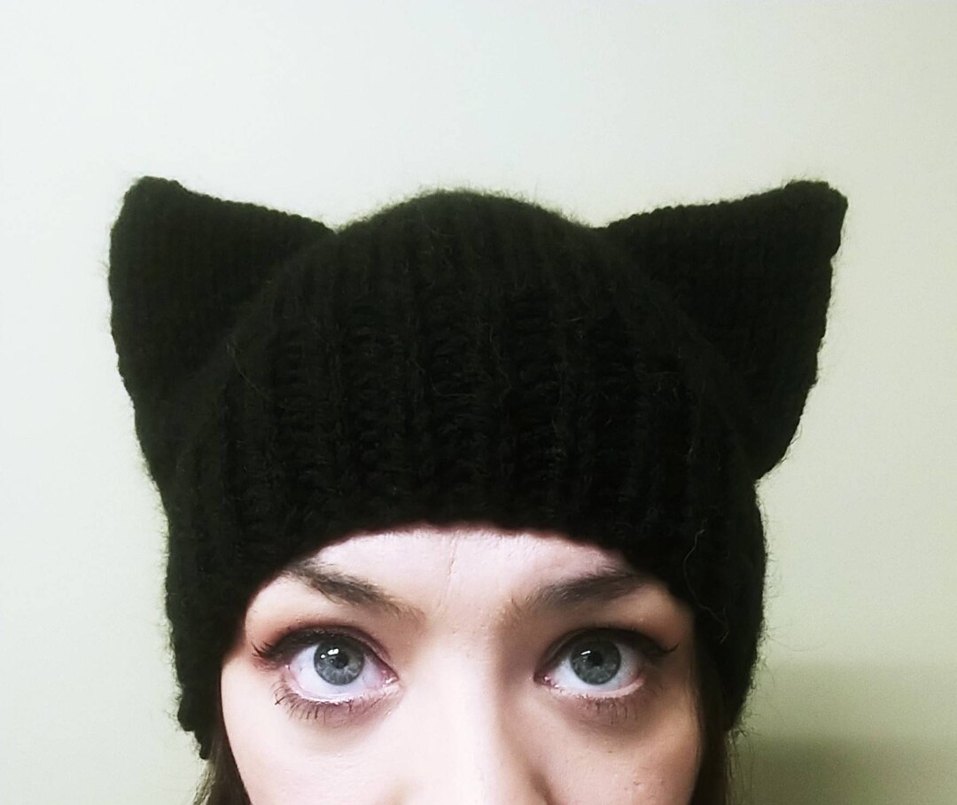 Black Cat Ear Hat Etsy