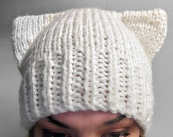 White Cat Ear Hat