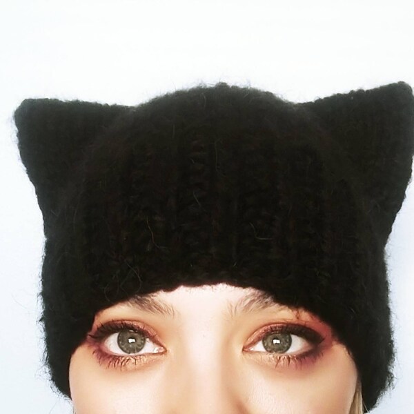 Knitted Cat Ear Hat Etsy