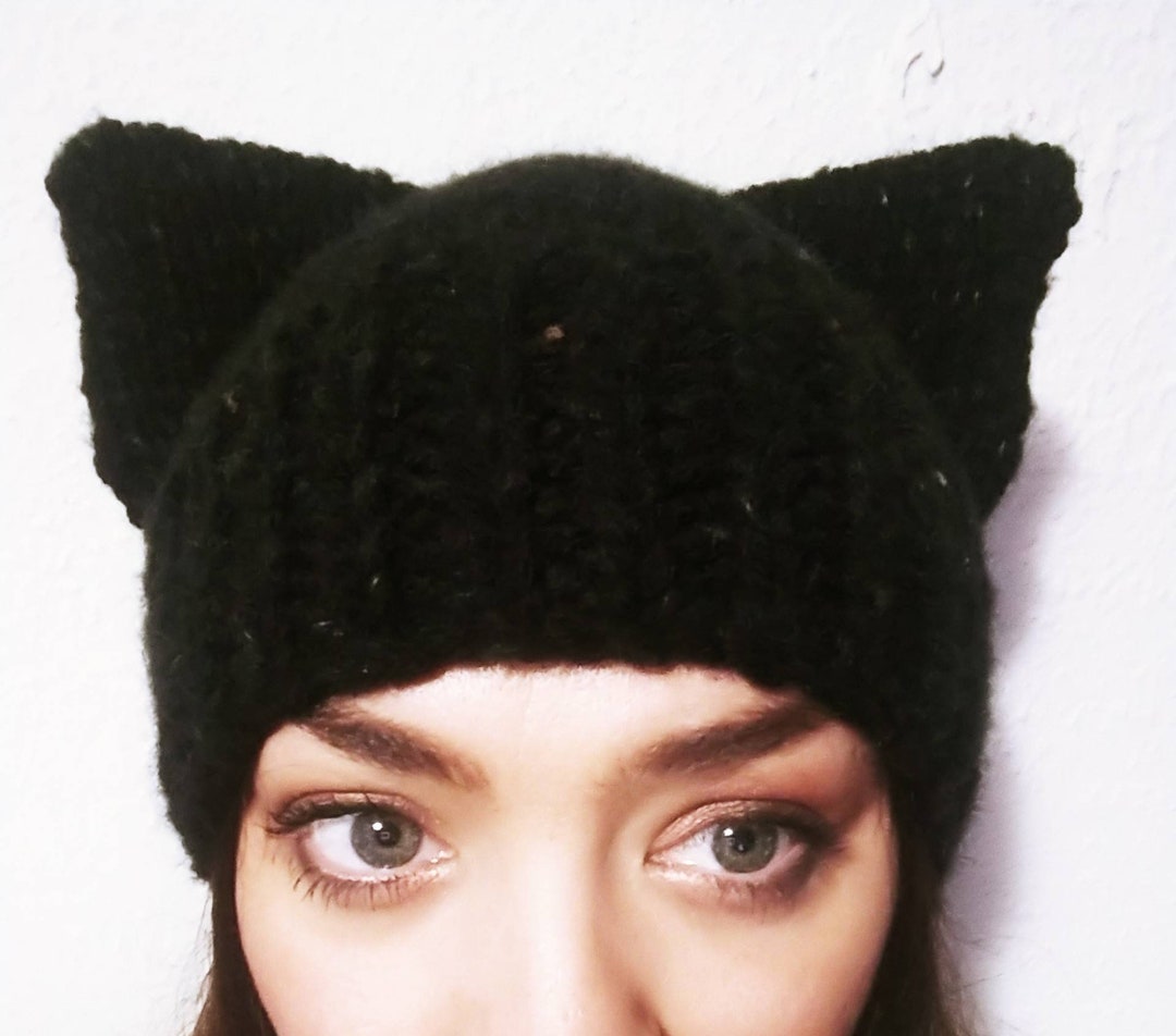 Black Cat Ear Hat Etsy