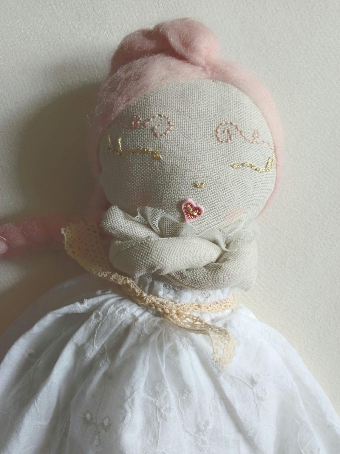 Handmade Ragdoll: Unique Art Doll With Pink Hair - Etsy