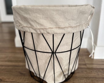 Linen laundry bag,  Large and wide bag for laundry basket, Very big linen bag for basket with drawstring and handle in various colours