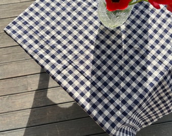 Linen tablecloth in gift box, Checkered linen tablecloth for home and farmhouse, Washed linen tablecloth in square or rectangular shape