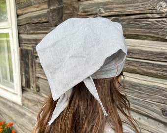 Linen bandana, Head scarf bandana for women, Natural soft linen hair scarf, Breathable head scarf