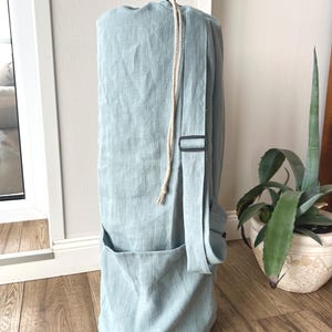 Handgjord yogamattväska i linne: Stor storlek, justerbart handtag