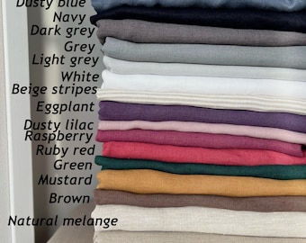 Linen fabric samples, washed linen samples