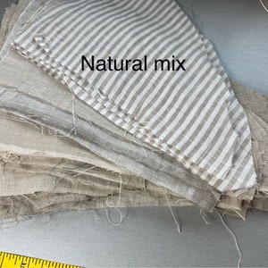 Linen fabric remnants bundle Linen fabric scraps natural linen for crafting linen pieces zero waste Natural mix