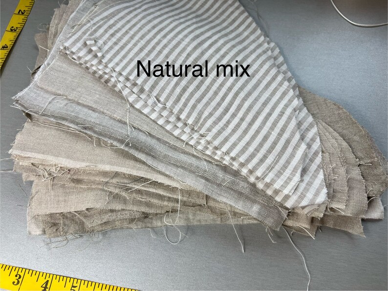 Lot de chutes de tissu en lin chutes de tissu en lin lin naturel pour créations artisanales morceaux de lin zéro déchet Natural mix