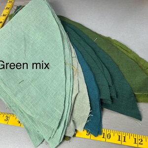 Linen fabric remnants bundle Linen fabric scraps natural linen for crafting linen pieces zero waste Green mix