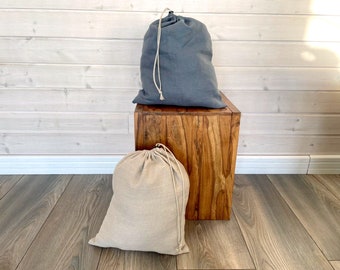 Linen laundry bag in various sizes and colours, Softened linen bag with drawstring.