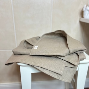 Linen towel, Big linen waffle bath towel, Natural organic towel, Handmade towel set for sauna, bath, face, hands, quick absorbent towel