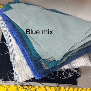 Linen fabric remnants bundle Linen fabric scraps natural linen for crafting linen pieces zero waste Blue mix