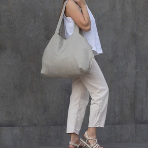 Large linen bag, Linen tote bag, Linen shopping bag,  Linen beach bag, Linen bag, Shopping bag