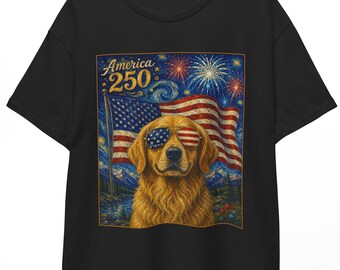 America 250 Golden Retriever Shirt | 4th of July Animal Tee | Patriotic Dog T-shirt | 250th Independence Day USA Unisex Top