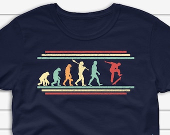 Skateboard T-shirt für Männer, Skateboarding Shirt, Evolution Skater Tshirt, Geschenk für Skateboarder Unisex Jersey Kurzärmeliges T-Shirt