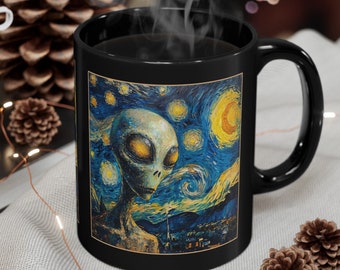 Funny Alien Mug for  UFO Believers | Best Gift for ET Extraterrestrial Conspiracy Theory Lover Black Mug (11oz, 15oz)
