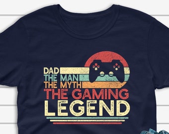 Dad The Man The Myth The Gaming Legend Shirt Men, Vintage Video Gamer Player Gamer Dad T-shirt, Online Game Playing Father's Day Gift Men