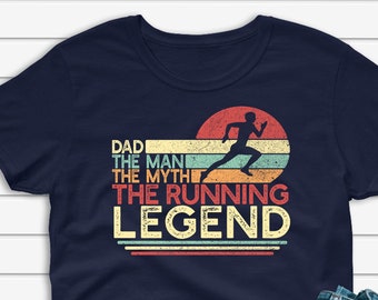 Dad The Man The Myth The Running Legend Shirt Men, Vintage Runner Dad T-shirt, Father's Day Gift for Marathon Run Lover Unisex Tee