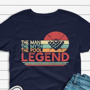 Pool Player Shirt for Men, The Man The Myth The Pool Legend T-shirt, Funny Billiards Gift for Him, Unisex Short Sleeve Tee