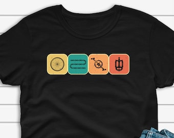 Bike Parts T-shirt, Cycling shirt for Men Women, Bicycle Tee, Cyclist Gift, Vintage Bicycle Tshirt Unisex Heavy Cotton Tee