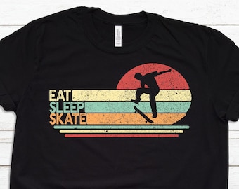 Eat Sleep Skate T-Shirt, Skateboard Shirt für Männer, Skateboarder Geschenk für ihn, Unisex Jersey Kurzarm T-Shirt