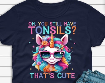 Tonsil Removal Surgery T-shirt for Kids, Girls Tonsillectomy Recovery Gift, Funny Tonsil Surgery Unicorn Shirt