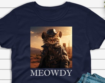 Meowdy T-shirt, Funny Cowboy Cat Shirt, Country Music Lover Gift Tshirt, Cute Western Cowboy Hat Kitten Unisex Tee for Men & Women