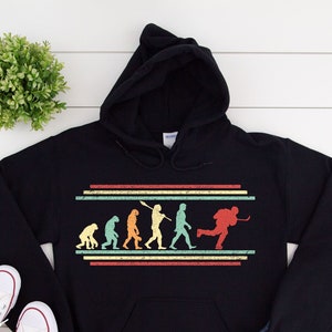 Ice Hockey Hoodie, Evolution Hockey Player Shirt for Men, Gift for Hockey Lover, Hockey Coach Dad Long Sleeve Unisex Hooded Sweatshirt