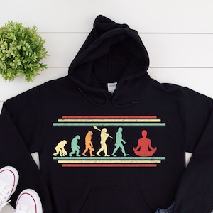 Yoga Hoodie, Evolution Yoga Pose Shirt for Men, Gift for Yoga Teacher, Yoga Dad Long Sleeve Yoga Clothes Unisex Hooded Sweatshirt