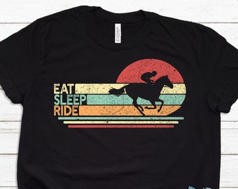 Eat Sleep Ride Horse Shirt, Cowboy Jockey T-shirt, Horseback Riding Gift for Him, Horse Owner Tshirt, Horse Dad, Unisex Tee