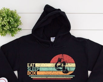 Eat Sleep Box Shirt, Boxing Hoodie, Boxing Gift, Boxer Clothes Unisex Heavy Blend Hooded Sweatshirt