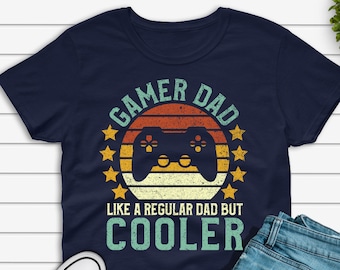 Gamer Dad T-shirt, Funny Vintage Video Game Player Father Gift for Him, Online Gaming Lover Shirt Unisex Tee