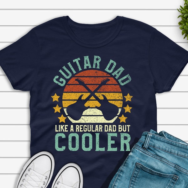 Guitar Dad T-shirt, Funny Vintage Electric Guitar Player Father Gift for Him, Retired Guitarist Retirement Musician Shirt Unisex Tee