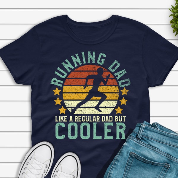 Running Dad Shirt, Funny Vintage Marathon Runner Father's Day Gift, Track and Field Run Coach Clothes, Sprinter Graphic Tee for Men