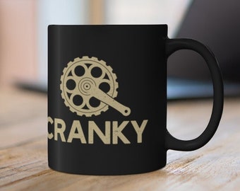 Funny Cycling Coffee Mug, Cranky Cyclist Gift, Bike Rider, Cup for Bicycle Racing 11oz Black Mug