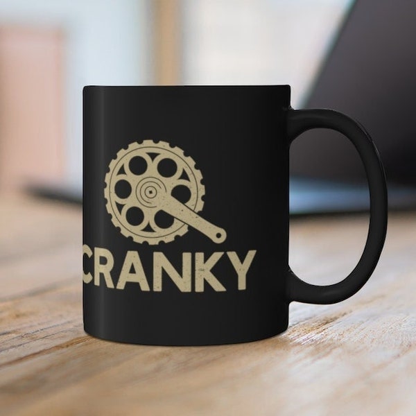 Funny Cycling Coffee Mug, Cranky Cyclist Gift, Bike Rider, Cup for Bicycle Racing 11oz Black Mug