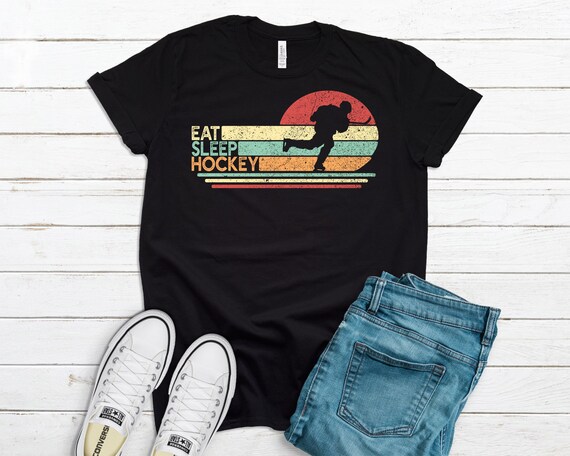 Eat Sleep Hockey T-shirt for Men , Funny Ice Hockey Shirt, Hockey Player Gift for Him, Hockey Coach Tshirt, Hockey Fan, Hockey Lover Tee