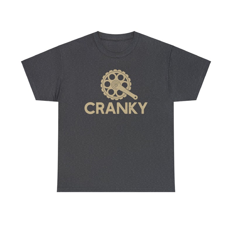 Cranky T-shirt, Funny Bike Shirt, Cycling Shirt, Bike Lover Gift, Cyclist Clothes, BMX, Mountain Bike Unisex Heavy Cotton Tee Dark Heather Gray