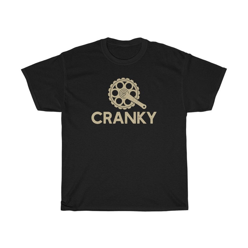 Cranky T-shirt, Funny Bike Shirt, Cycling Shirt, Bike Lover Gift, Cyclist Clothes, BMX, Mountain Bike Unisex Heavy Cotton Tee Black