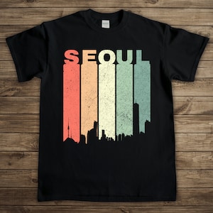 Vintage Seoul City T-shirt, Retro South Korea shirt for Men Women, Gift for Korean, Seoul Skyline Unisex Cotton Graphic Tee