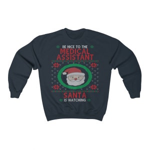 Medical Assistant Ugly Christmas Sweatshirt, Nurse and Hospital Staff Holiday Shirt Unisex Heavy Blend Crewneck Sweatshirt image 3