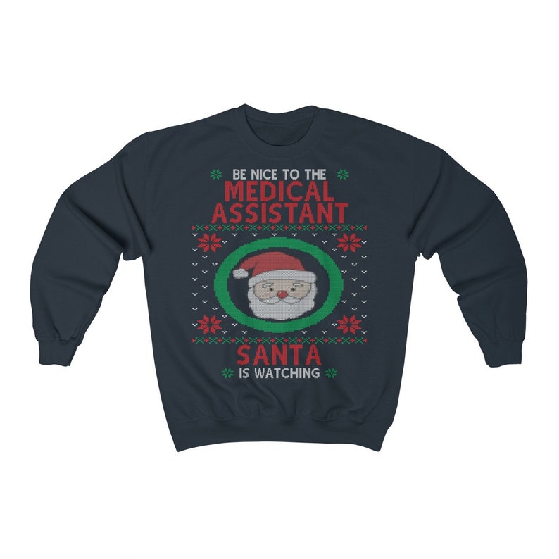 Medical Assistant Ugly Christmas Sweatshirt, Nurse and Hospital Staff Holiday Shirt Unisex Heavy Blend Crewneck Sweatshirt image 3